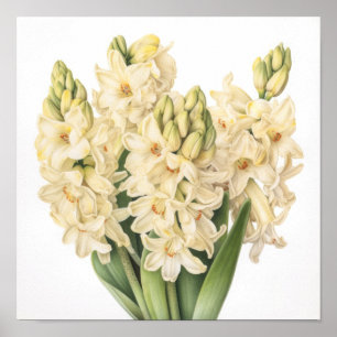 Cream Hyacinth Flower Art Print Poster
