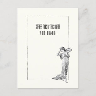Cream Illustrated Lady Stress Doesn't Resonate Postcard