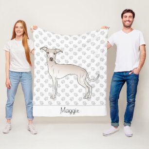 Cream Italian Greyhound Cartoon Dog With A Name Fleece Blanket