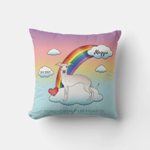 Cream Italian Greyhound Cute Dog Rainbow Memorial Cushion