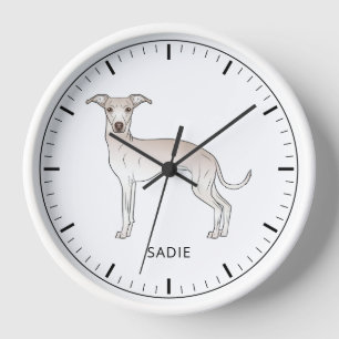 Cream Italian Greyhound Cute Dog With Custom Text Clock
