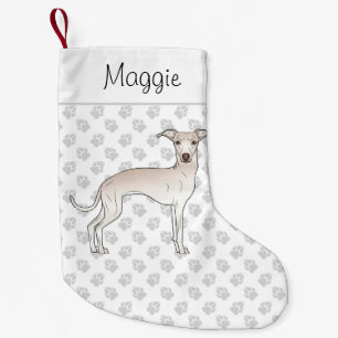 Cream Italian Greyhound Dog With Custom Name Small Christmas Stocking