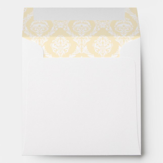 Cream Ivory Damask Lined Wedding Envelope (Back (Bottom))