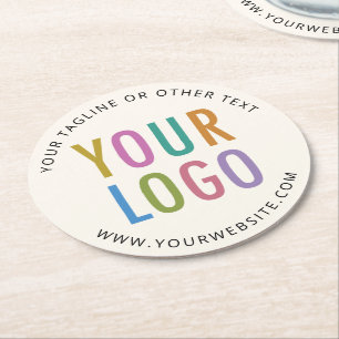 Cream Ivory Ecru Paper Coasters Custom Logo Round