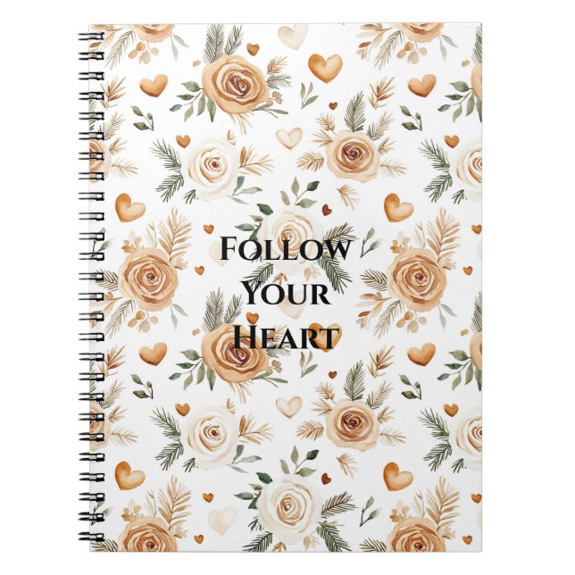 Cream Ivory Flowers and Hearts Notebook (Front)