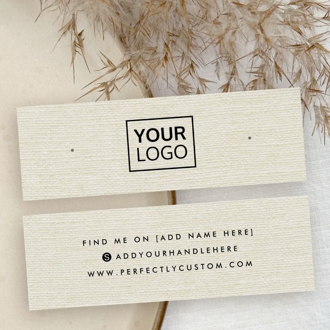 Cream ivory linen logo stud earring display card (Cream ivory linen logo stud earring display card
)