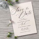 Cream Ivory | Neutral Colour Formal Typography Save The Date<br><div class="desc">Simple and elegant save the dates featuring "Save the Date" text in a vintage-inspired script. Black font on a warm-toned ivory background.</div>