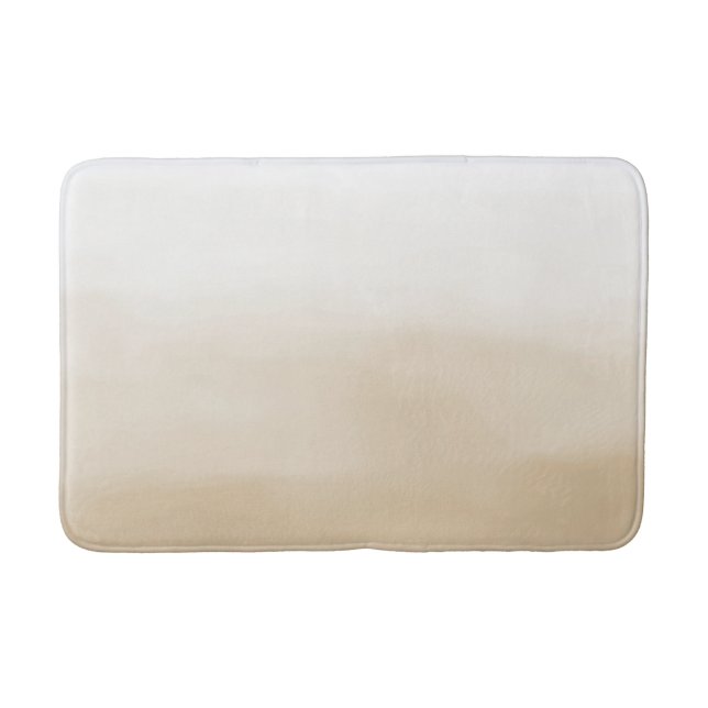 Cream Khaki White Ombre Watercolor Bath Mat (Front)