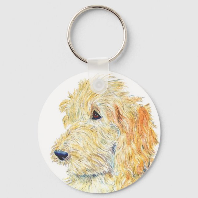 Cream Labradoodle #2 Keychain (Front)