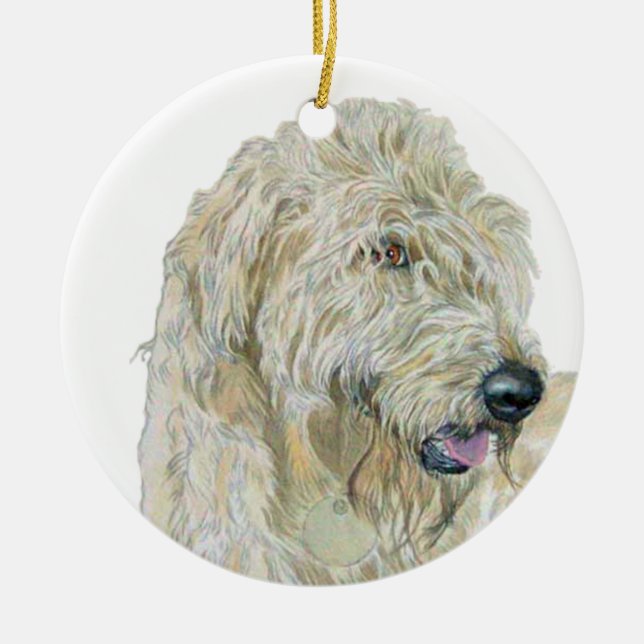 Cream Labradoodle Ceramic Ornament (Front)