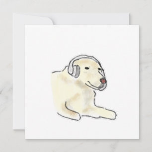 Cream Labrador Dog Wearing Headphones Invitation