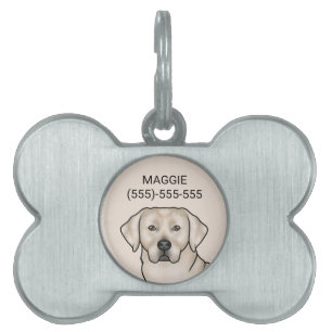 Cream Labrador Retriever Art Cute Lab Dog Head Pet ID Tag