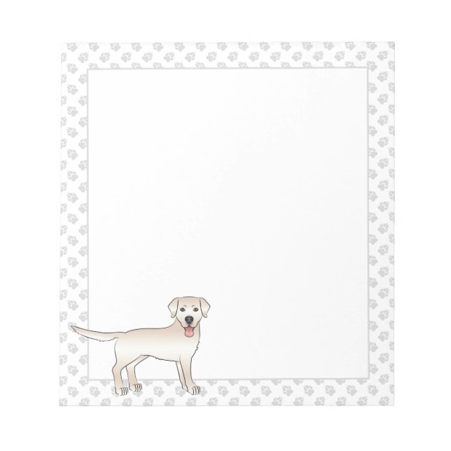 Cream Labrador Retriever Cartoon Dog & Paws Notepad (Front)