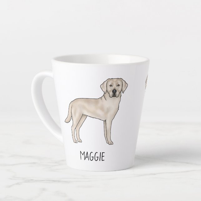 Cream Labrador Retriever Cute Lab Your Name Latte Mug (Left Angle)