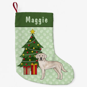 Cream Labrador Retriever Dog With Christmas Tree Small Christmas Stocking