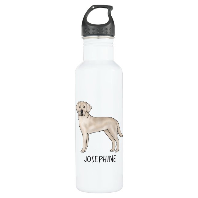 Cream Labrador Retriever Lab Art Custom Name 710 Ml Water Bottle (Front)