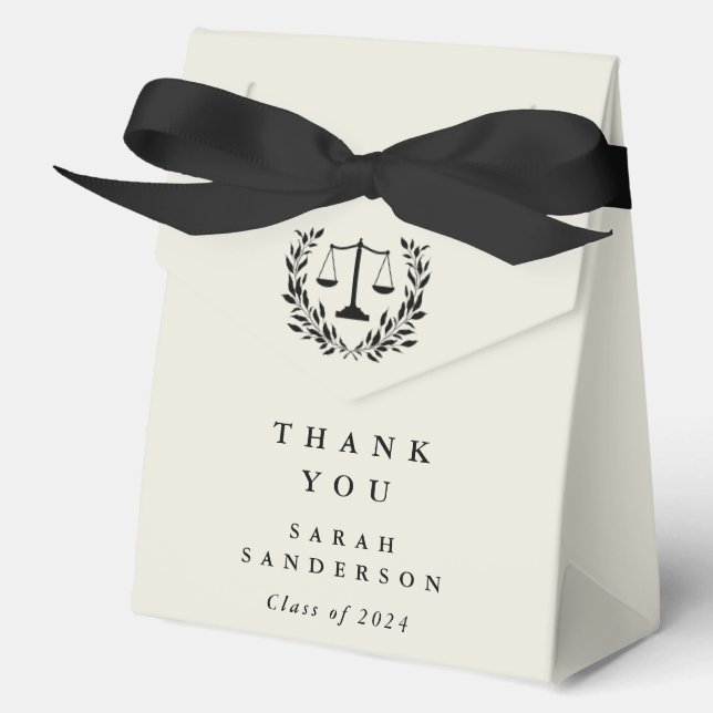Cream Law Scales+Laurel Wreath Graduation Favour Box (Front)