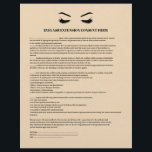 Cream Leather EYELASH EXTENSION CONSENT FORM Flyer<br><div class="desc">Eyelash Extensions Consent forms are perfect for your Lash Extension business. This modern and sophisticated consent form design features a glamourous , minimalistic illustration of a woman's eyelashes a title and a block where you can insert all your informed consent details on a luxury against a printed beige ecru leather...</div>