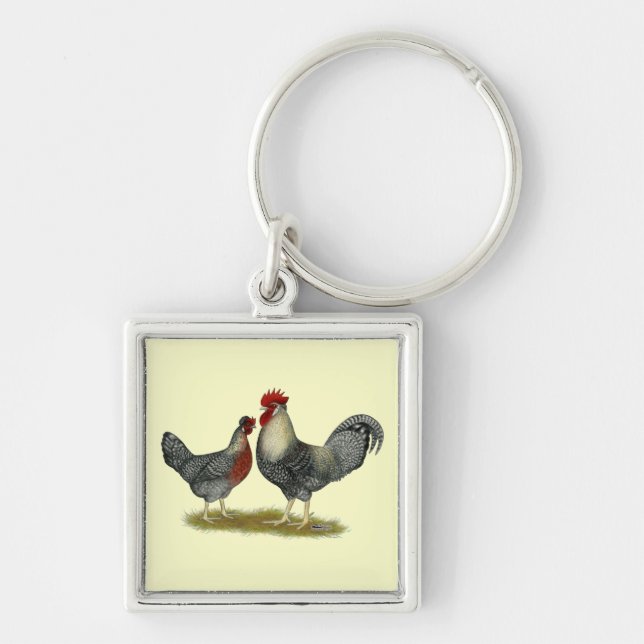 Cream Legbar Chickens Key Ring (Front)