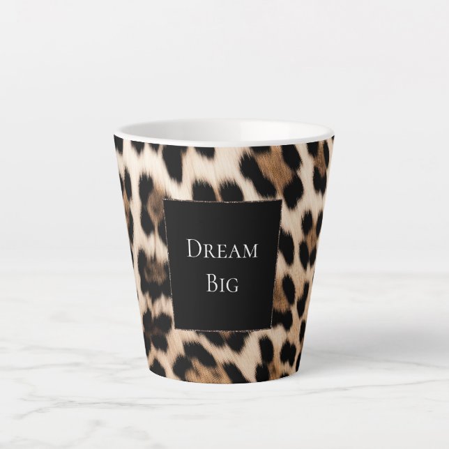 Cream Leopard Animal Birthday Latte Mug (Front)