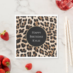 Cream Leopard Animal Glitter Frame Napkin