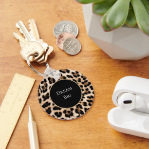 Cream Leopard Animal  Key Ring