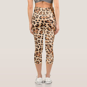 Cream Leopard Animal Print Capri Leggings