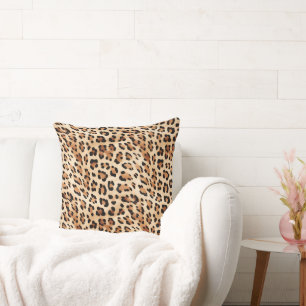 Cream Leopard Animal Print Cushion