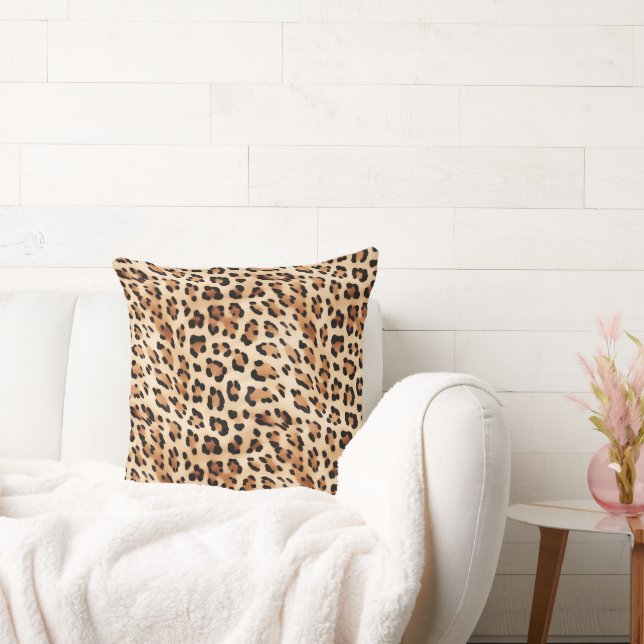 Cream Leopard Animal Print Cushion (Couch)