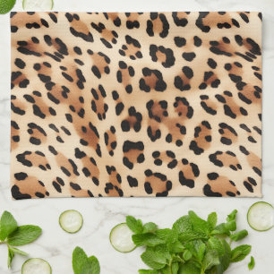 Cream Leopard Animal Print Tea Towel