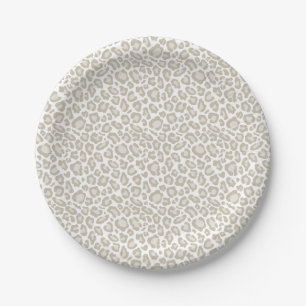 Cream Leopard Print Paper Plate