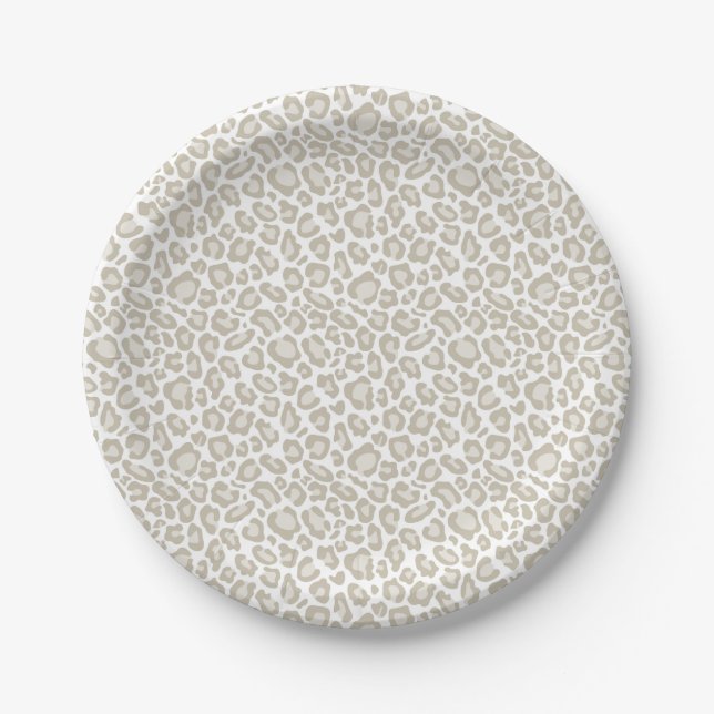 Cream Leopard Print Paper Plate (Front)