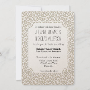 Cream Leopard Print Wedding Invitation