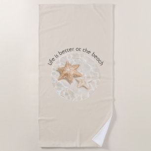 Cream Life is Better at the Beach Starfish Towel