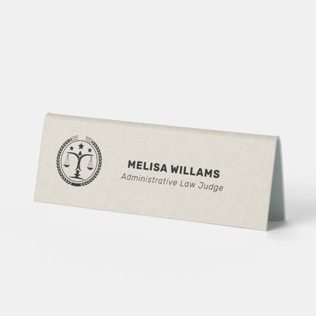 Cream Linen and Black Justice Logo (Front)