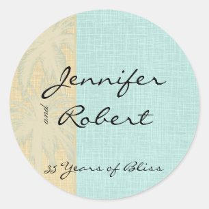 Cream Linen and Blue Palm Trees Envelope Seal