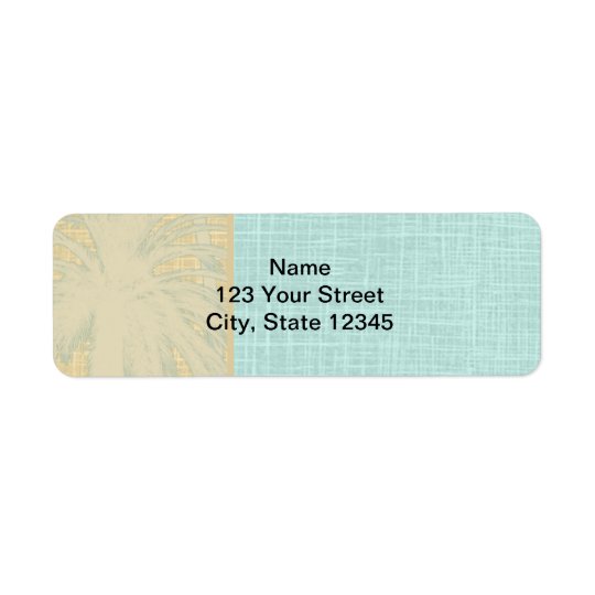 Cream Linen and Blue Palm Trees Return Address Label