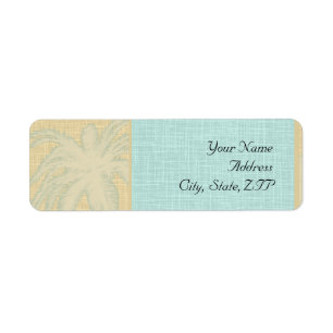 Cream Linen and Blue Palm Trees Return Address Label