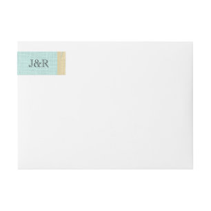 Cream Linen Blue Palm Wedding Wrap Around Label