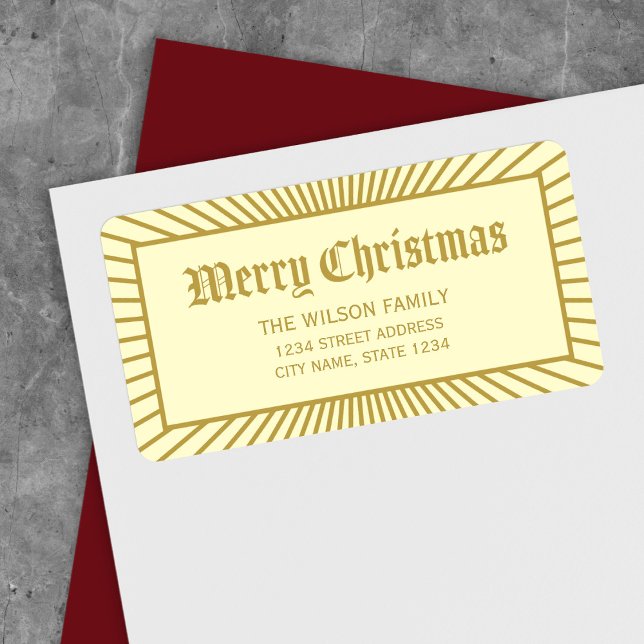 Cream Lines Decorative Merry Christmas Address Label (Creator Uploaded)
