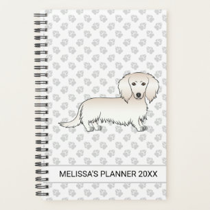 Cream Long Hair Dachshund Cartoon Dog & Text Planner