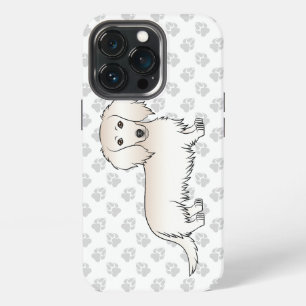 Cream Long Hair Dachshund Cute Cartoon Dog & Paws iPhone 13 Pro Case