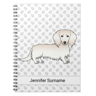 Cream Long Hair Dachshund Cute Cartoon Dog & Text Notebook