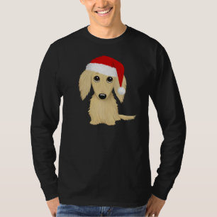 Cream Longhaired Dachshund Santa Dog Christmas T-Shirt