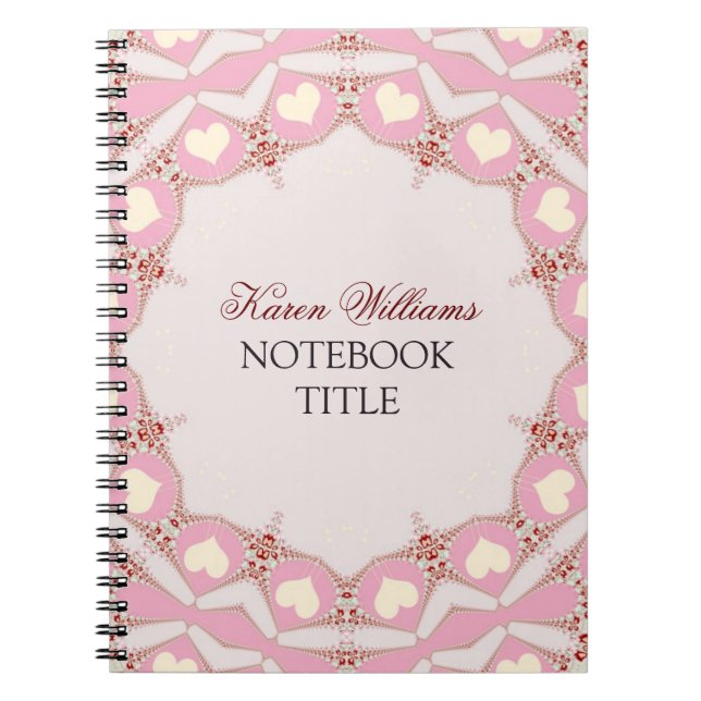 Cream Love Hearts Pink Pastel Lace Notebook (Front)
