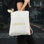 Cream Luxury Custom Gold Serif Name Gift For Her Tote Bag<br><div class="desc">Personalized Tote Bag with a clean, oversized first name design on a soft cream background. The minimalist layout highlights the name beautifully. A refined gift option for women who love simple and elegant style.</div>
