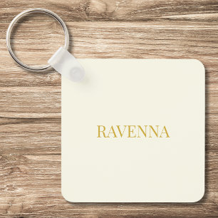 Cream Luxury Custom Serif Name Gift For Her Key Ring