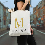 Cream Luxury Personalised Monogram Gift For Her Tote Bag<br><div class="desc">Personalised Tote Bag featuring a large gold monogram in Playfair Display with a refined last name underneath in Montserrat. The soft cream background keeps the design clean and elegant. A timeless luxury gift for her,  perfect for everyday use,  bridal parties,  or a chic minimalist wardrobe.</div>