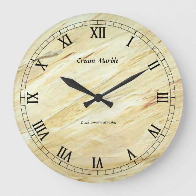Cream Marble Round Acrylic Wall Clock (Front)
