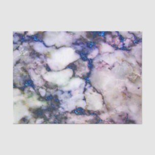 Cream Marble Stone And Blue Glitter Tissue Paper
